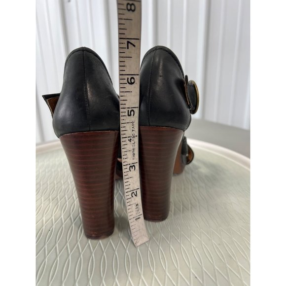 Seychelles Open Toe Strappy Heels Womens 9 Black Leather Buckle Strap Cocktail - Picture 8 of 11